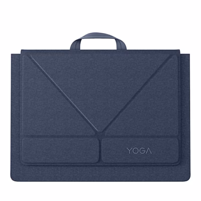 Sinine Lenovo Yoga Tote Sleeve sülearvutiümbris eestvaates V-kujulise esiklapiga