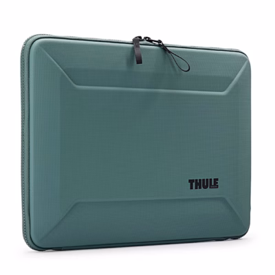 Roheline kestaga sülearvutiümbris Thule Gauntlet MacBook Pro eestvaates
