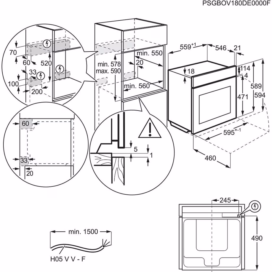 Integreeritav elektriahi AEG TA5CB53APB, SteamBake aurufunktsioon, 71 l, A+ - 3