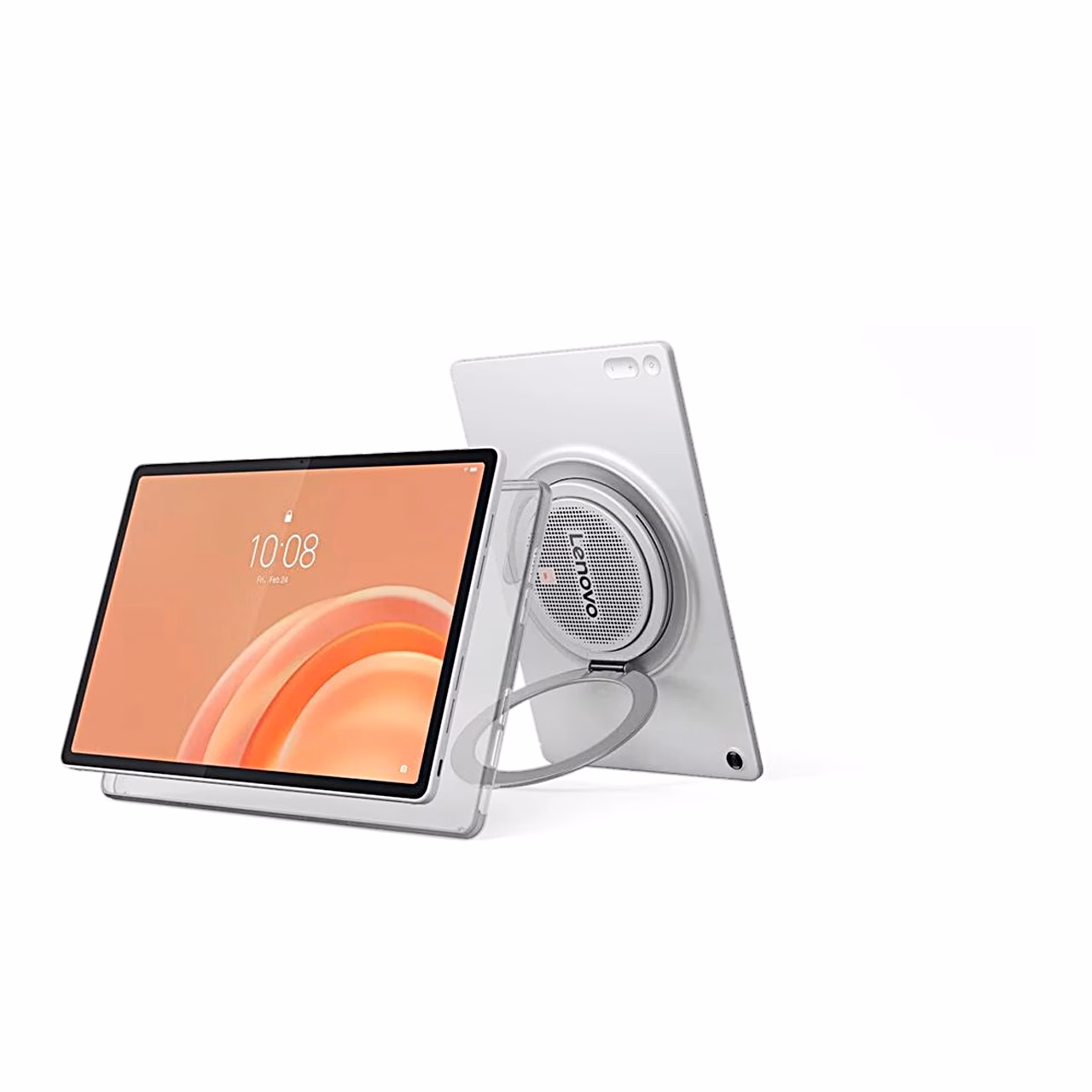 Lenovo Tab Plus Gen 2 tahvelarvuti rõngastoel kõrvalt eestvaates