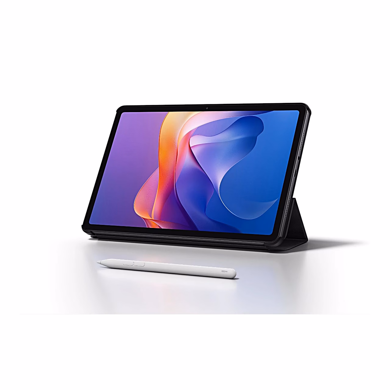Tahvelarvuti Redmi Pad 2 kaanega alusel ja pliiats, kaas ja pliiats müüakse eraldi