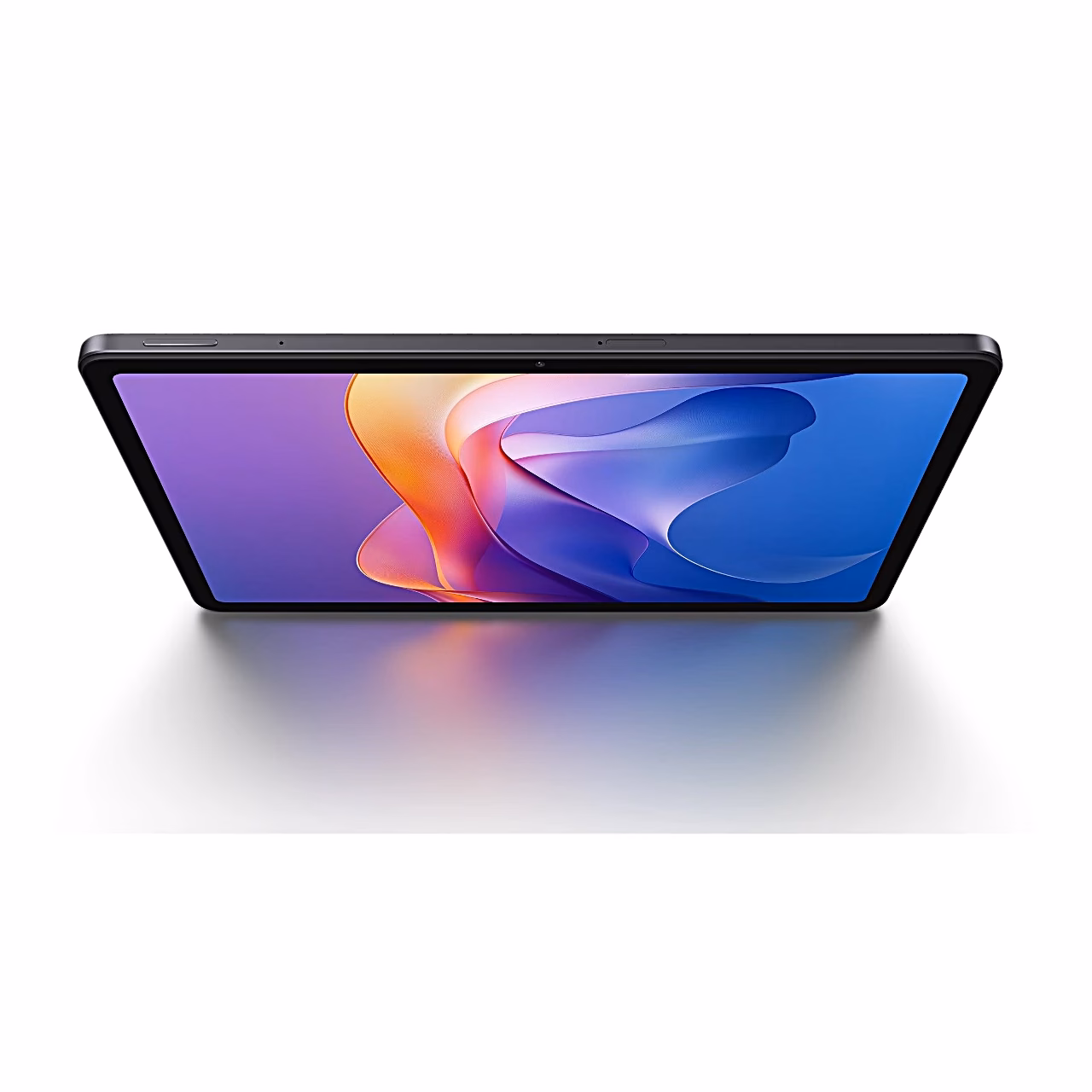 Tahvelarvuti Redmi Pad 2 lauale toetatuna, ekraan ülalt