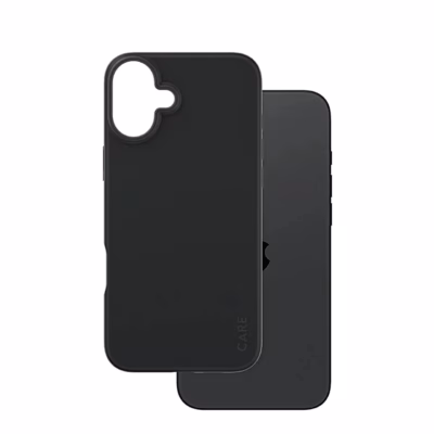 Must telefoniümbris CARE by PanzerGlass Fashion iPhone 16 Plusi kõrval