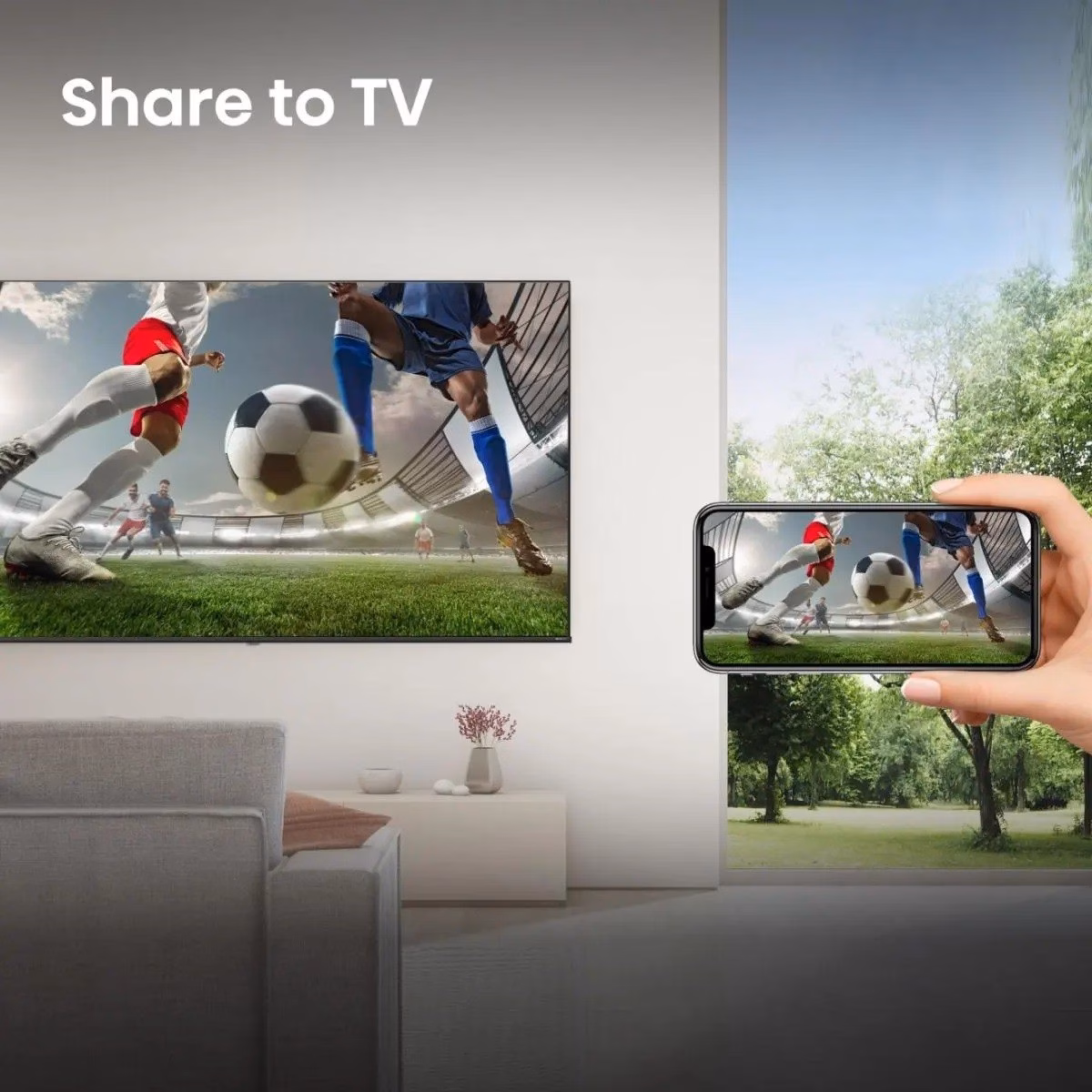 Hisense 32A4S teleri Share to TV, telefonist ekraanile jagatud jalgpall