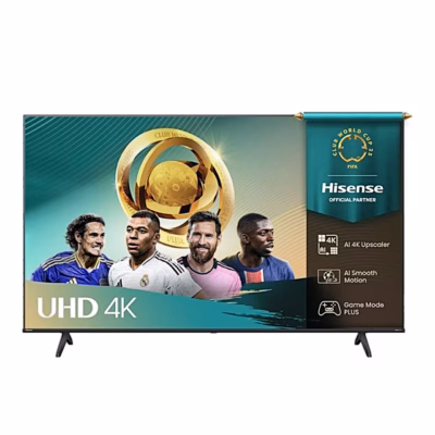 Hisense 65A6Q teler poolküljelt, ekraanil jalgpallurite pilt