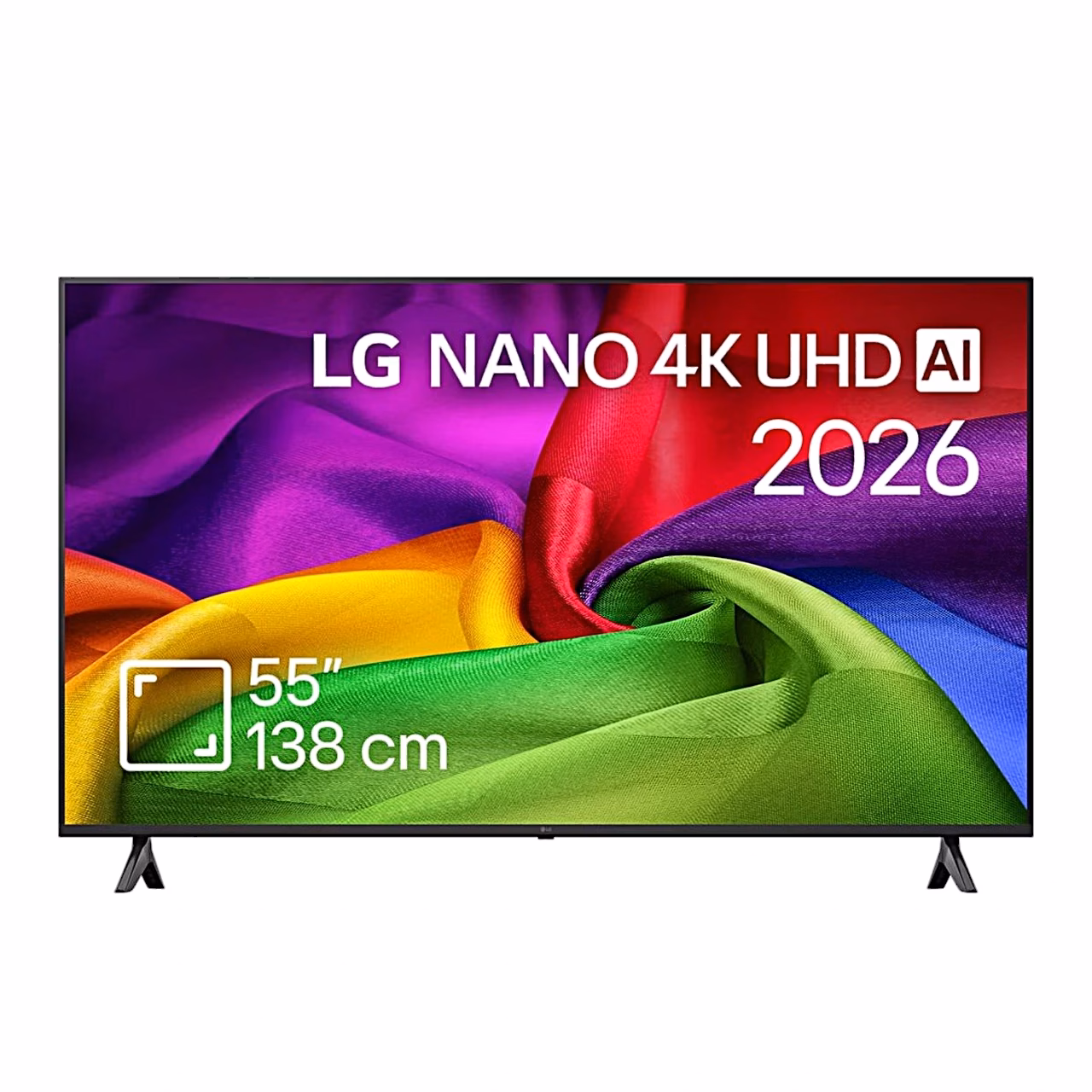 LG 55NU800B3LA esikülg 55-tollise ekraani mõõtmärgisega