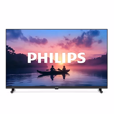 Teler Philips 32PFS6050/12 eestvaates jalgadel, ekraanil järvemaastik paadiga