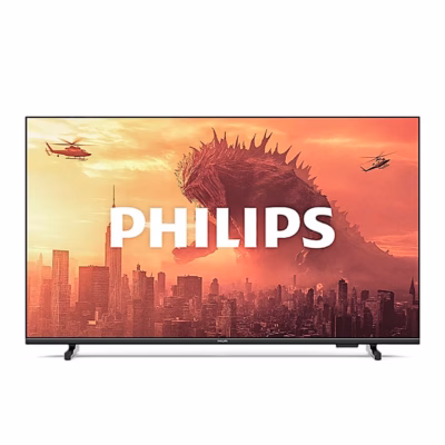 Teler Philips 32PHS5500/12 eestvaates, ekraanil Philipsi logo ja linnavaade