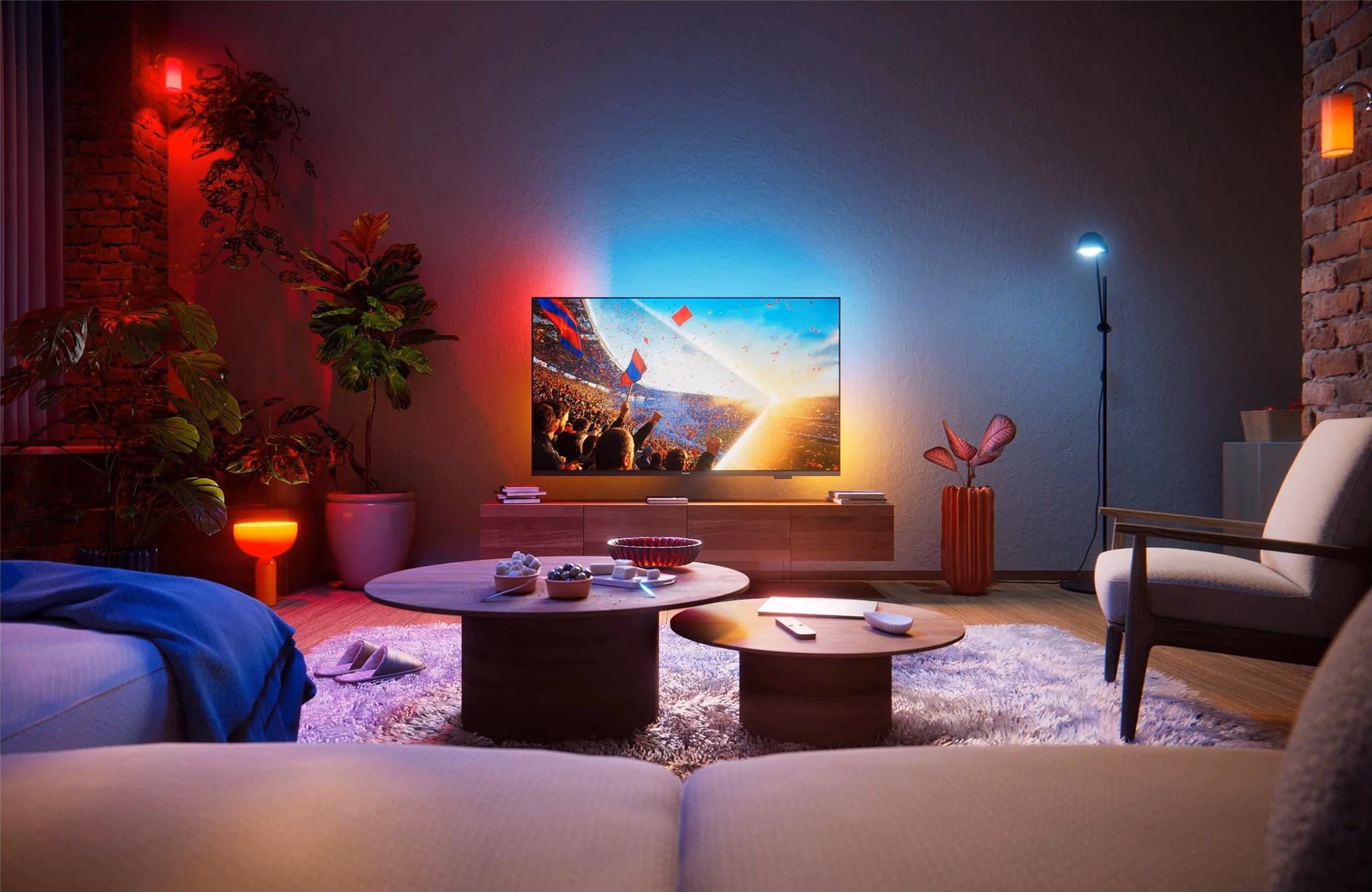Philips Ambilight teler elutoas seina valgustava värvilise taustavalgusega