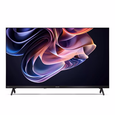 Sharp 32HF2265E teler otse eest, kitsa raamiga ekraan ja mustad jalad