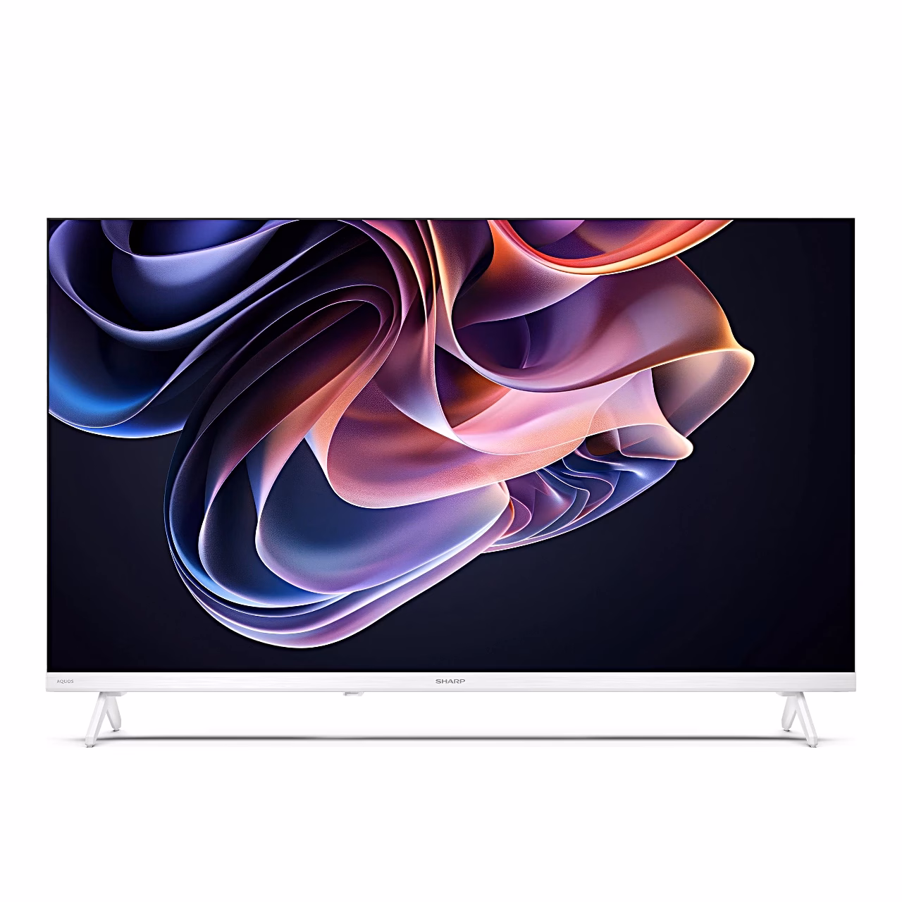 Sharp 32HF2265EW teler otse eest, valge alumine raam ja valged jalad