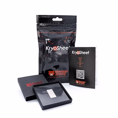 Thermal Grizzly KryoSheet termopadi avatud karbis koos pakendikoti ja juhendiga