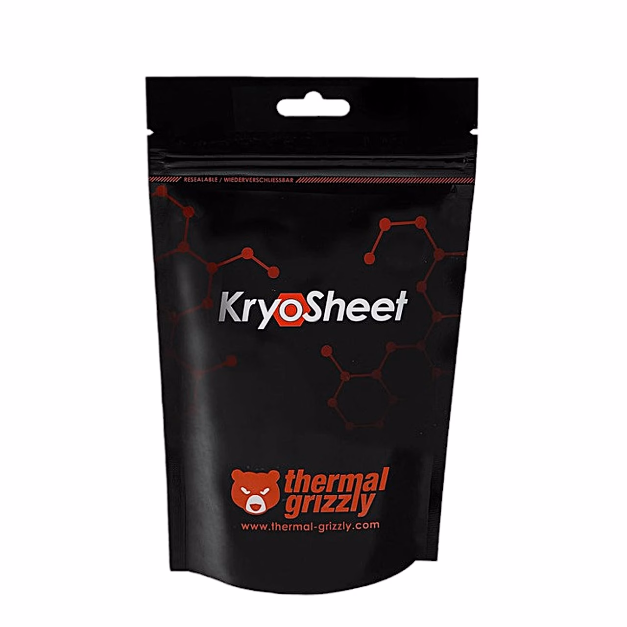 Thermal Grizzly KryoSheet musta pakendikoti esikülg tootja logoga