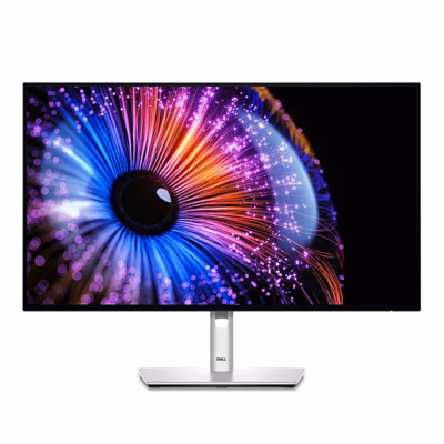 Dell UltraSharp U2724DE monitor eestvaates hõbedase alusega