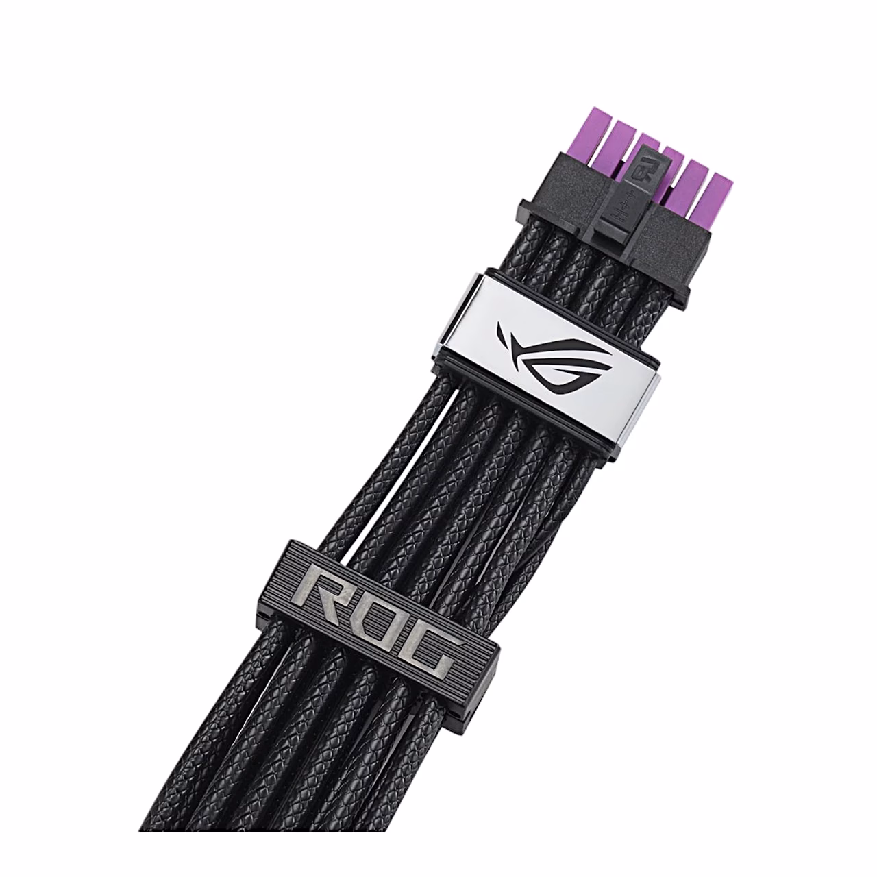 ASUS ROG Equalizer pistik, metallklamber ja ROG-kirjaga kaablikamm
