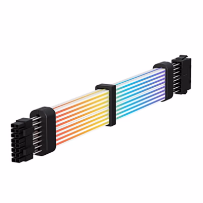 Gamemax VGA/CPU 2×8PIN-B pikenduskaabel sirgelt, mustad pistikud ja vikerkaarevärvides valgus