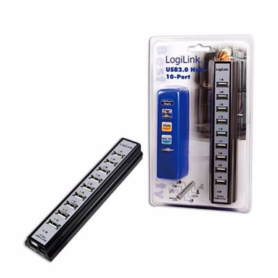 Must USB-jagaja LogiLink UA0096 ja selle pakend