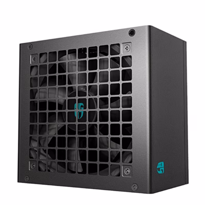 Must toiteplokk Deepcool PF650X ventilaatori võrega nurga alt
