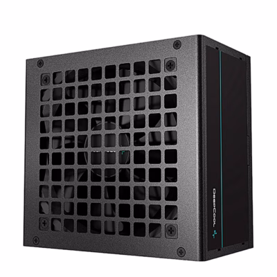 Toiteplokk DeepCool PF700 eest ja küljelt vaadatuna
