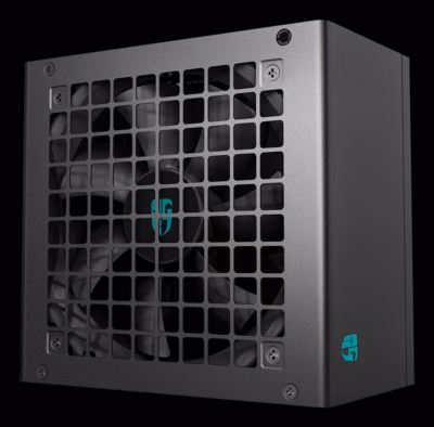 Toiteplokk DeepCool PF750X ventilaatoripoolne külg nurga alt