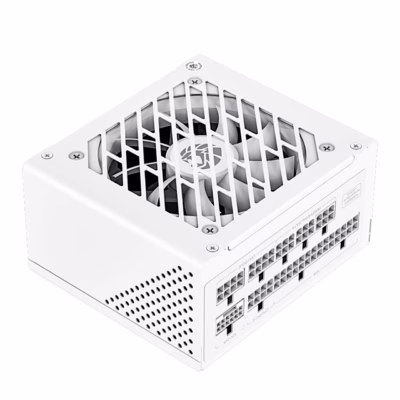 Valge toiteplokk Gamemax GS 650G WH ventilaatorivõre ja kaablipesadega