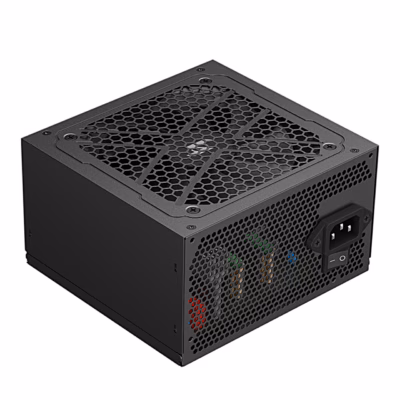 Must toiteplokk Gamemax MAX P750B nurga alt, tagapaneelil toitepesa ja lüliti