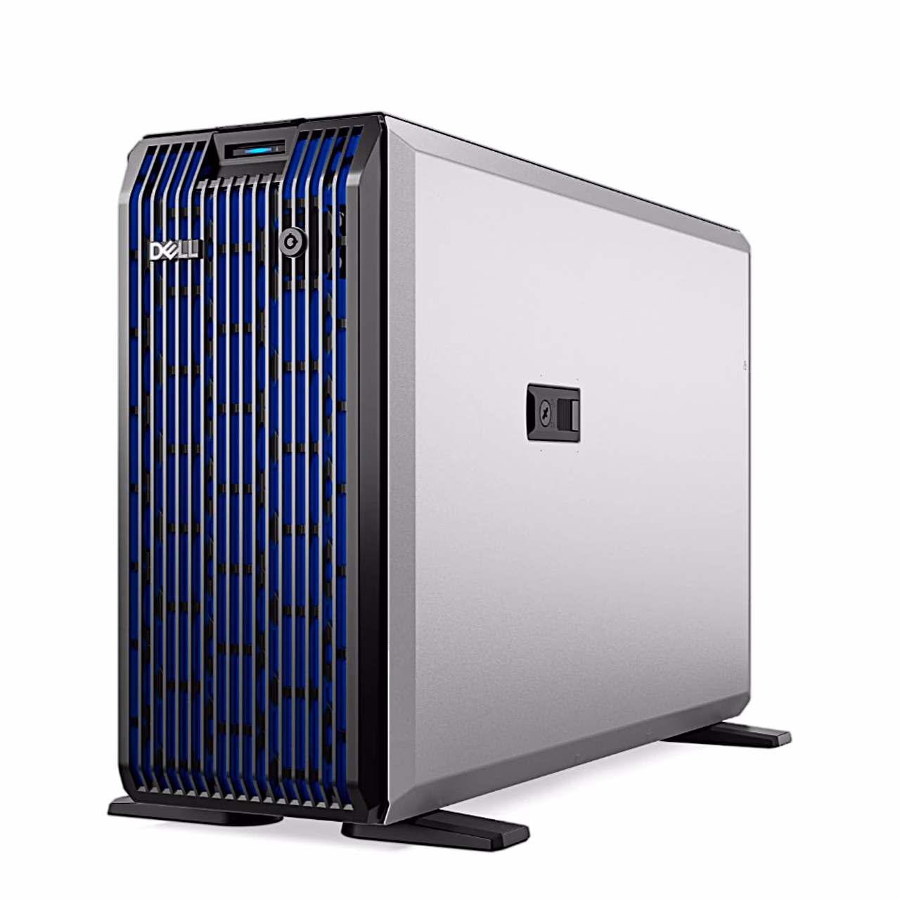 Dell PowerEdge T360 tornserver nurga alt, sinine esipaneel ja hõbedane külg