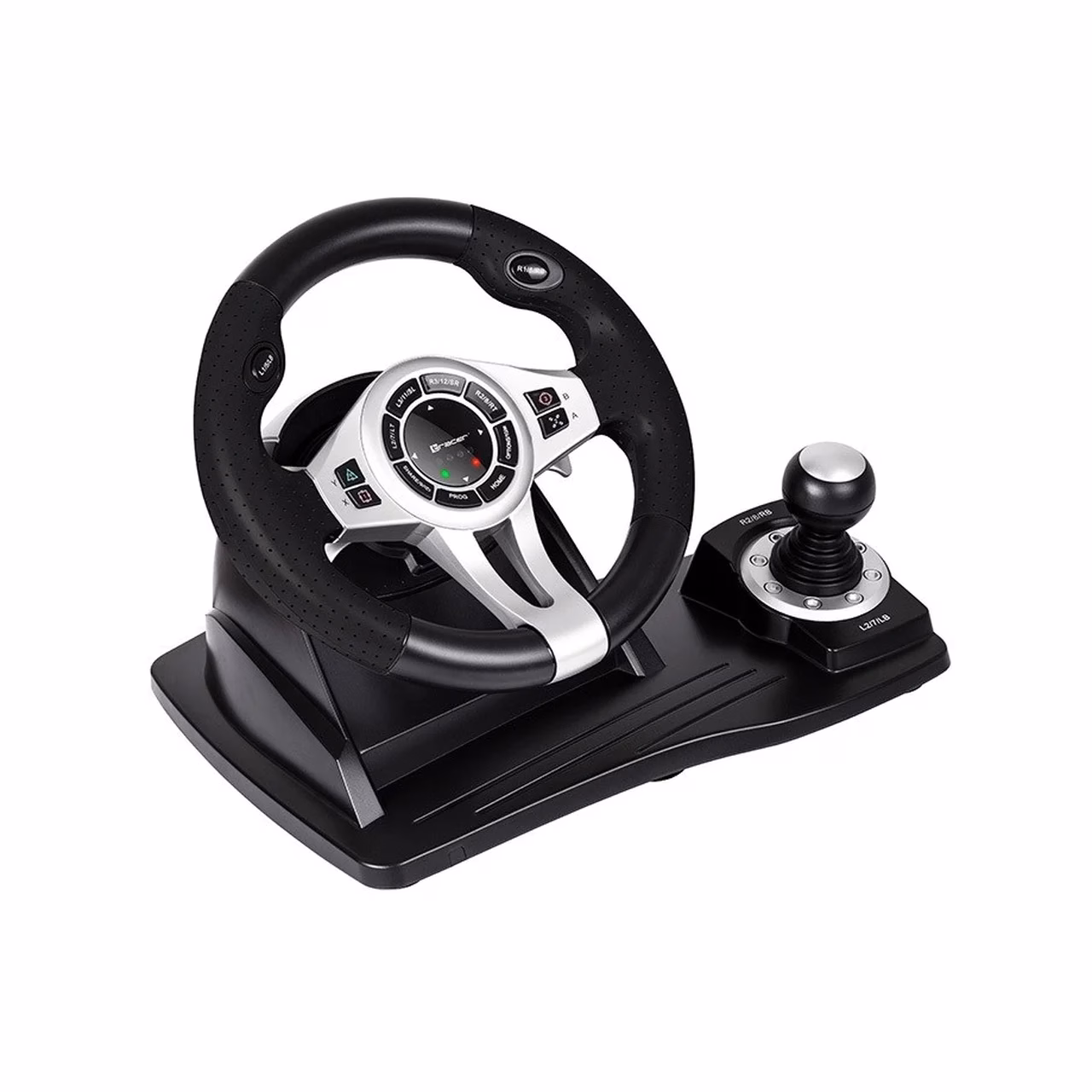 Tracer TRAJOY46524 must juhtmega rool ja pedaalid 270° pöördenurgaga PlayStation 3/4 jaoks, 1,8 m kaabel, libisemisvastase pinnaga