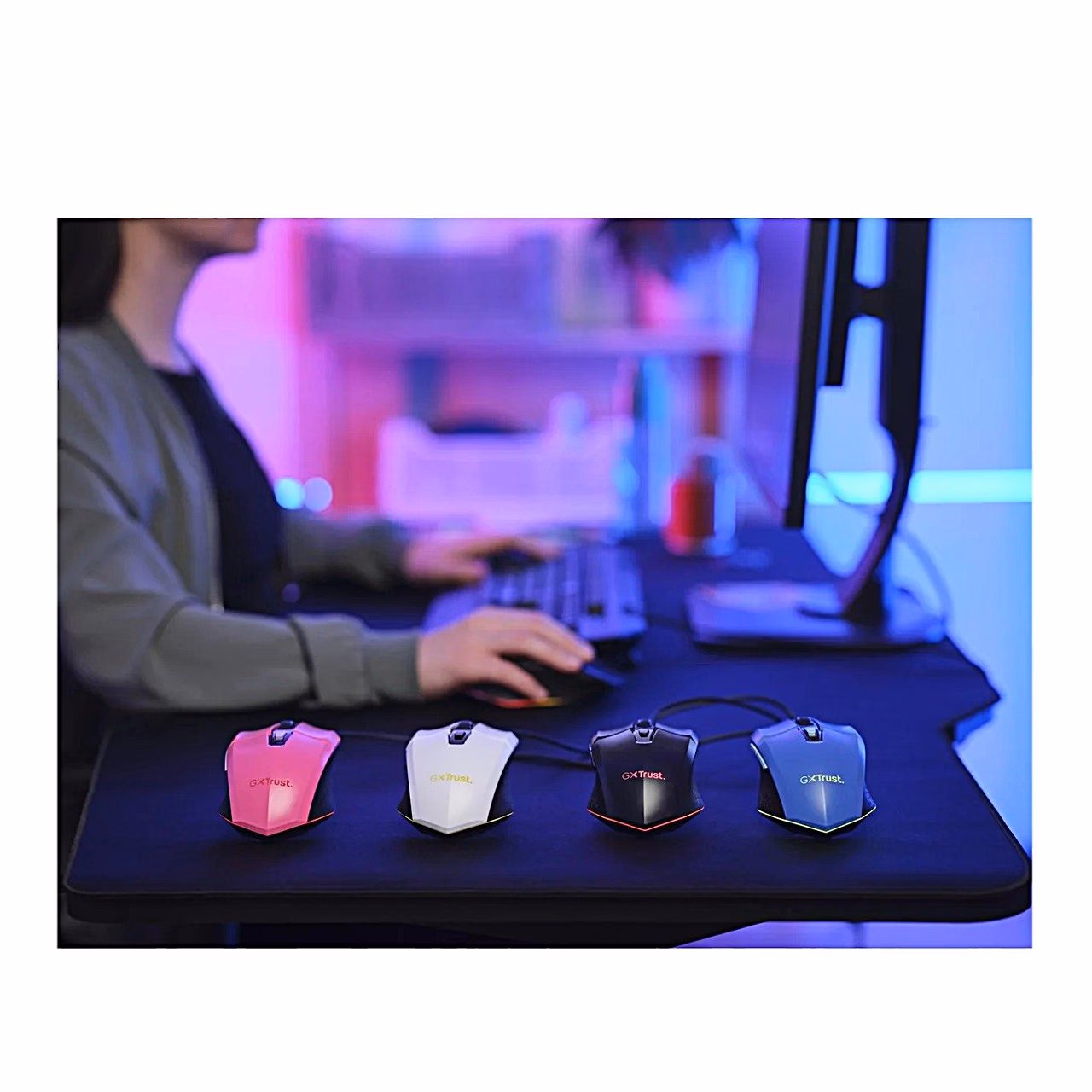 Trust GXT 109W Felox 6400 DPI valge optiline mängurihiir 6 programmeeritava nupu ja RGB-valgustusega, juhtmega USB, paremakäeline