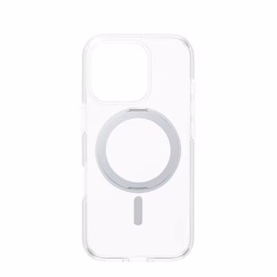 Läbipaistev telefoniümbris CARE Feature iPhone 16 Pro tagakülg hõbedase tugijalaga