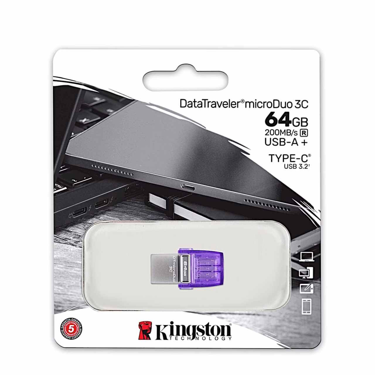 Kingston DataTraveler microDuo 3C müügipakend esiküljelt