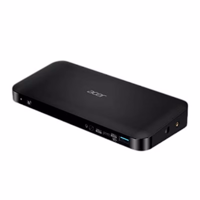 USB-C-dokkimisjaam Acer Docking III, must korpus ja esikülje pordid