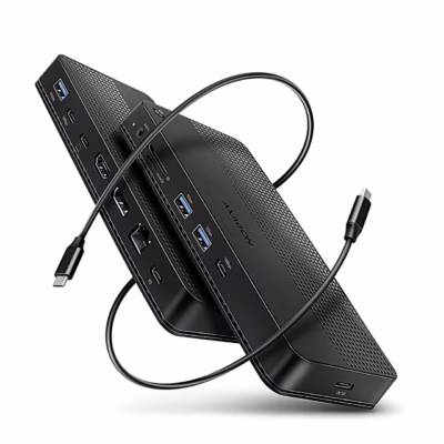Must USB-C-dokkimisjaam AXAGON HMC-U4 koos kahe ühenduskaabliga nurga alt