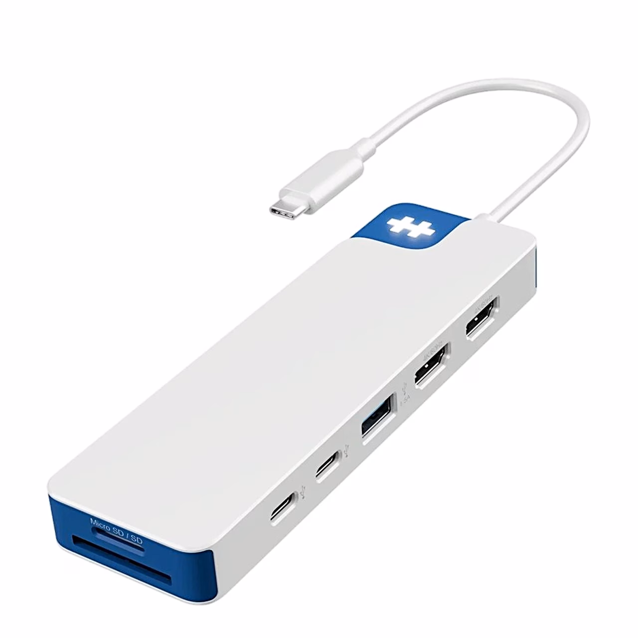 USB-jaotur Hyper HyperDrive Flex HD4103BUGL ülalt nurga alt koos USB-C-kaabliga