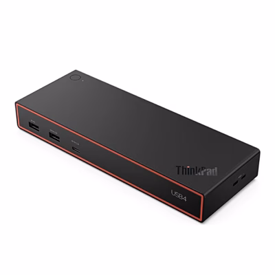 Must USB-C-dokkimisjaam Lenovo ThinkPad USB4 Dock 5000 esipaneeli USB-portidega
