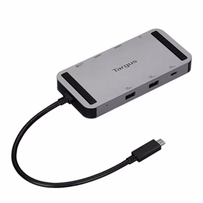 Hõbedane USB-C-dokkimisjaam Targus DOCK429GL püsiva USB-C-kaabliga