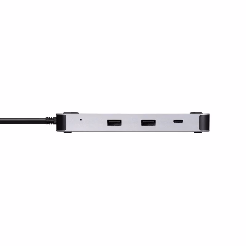 USB-jaotur Targus DOCK429GL küljel kaks USB-A-porti ja USB-C-port