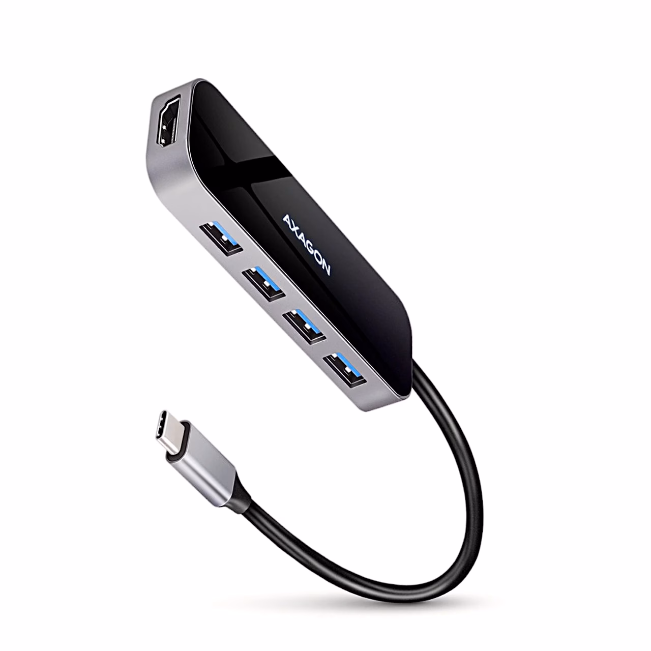 USB-C-jagaja AXAGON HMC-6H4A nelja USB-A-pordi ja HDMI-väljundiga