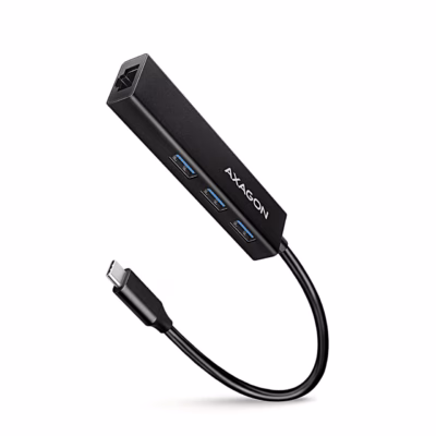 USB-C-jagaja AXAGON HMC-GL3A kolme USB-A-pordi, RJ45-pordi ja USB-C-kaabliga