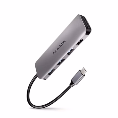 AXAGON HMC-HCR3A USB-C-jagaja püsikaabli ja USB-C-pistikuga küljelt