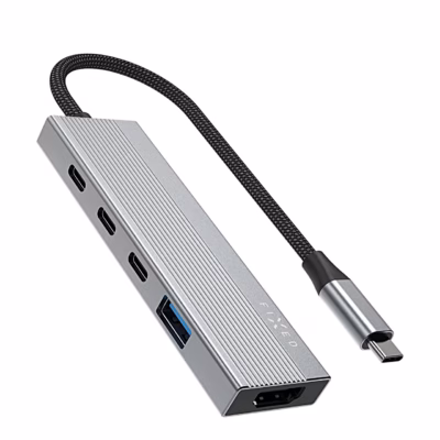 Hall USB-C-jagaja FIXED HUB Core punutud kaabliga, HDMI- ja USB-pordid