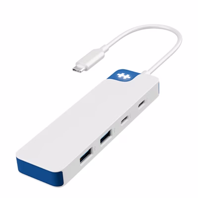 USB-C-jagaja Hyper HyperDrive Flex HD5200BUGL valge-sinise korpuse ja kaabliga
