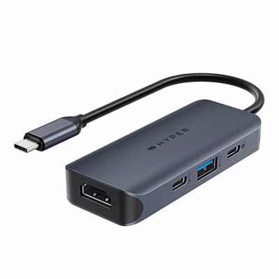 USB-C-jagaja Hyper HyperDrive Next HD4001GL, HDMI-port ja kinnitatud kaabel