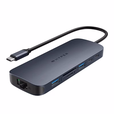 HyperDrive Next HD4006GL USB-C-jagaja RJ45-pesa, USB-A-portide ja kaardipesadega