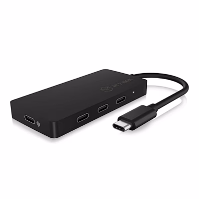 Must USB-C-jagaja ICY BOX IB-HUB1429-CPD kolme USB-C-pordi ja püsikaabliga
