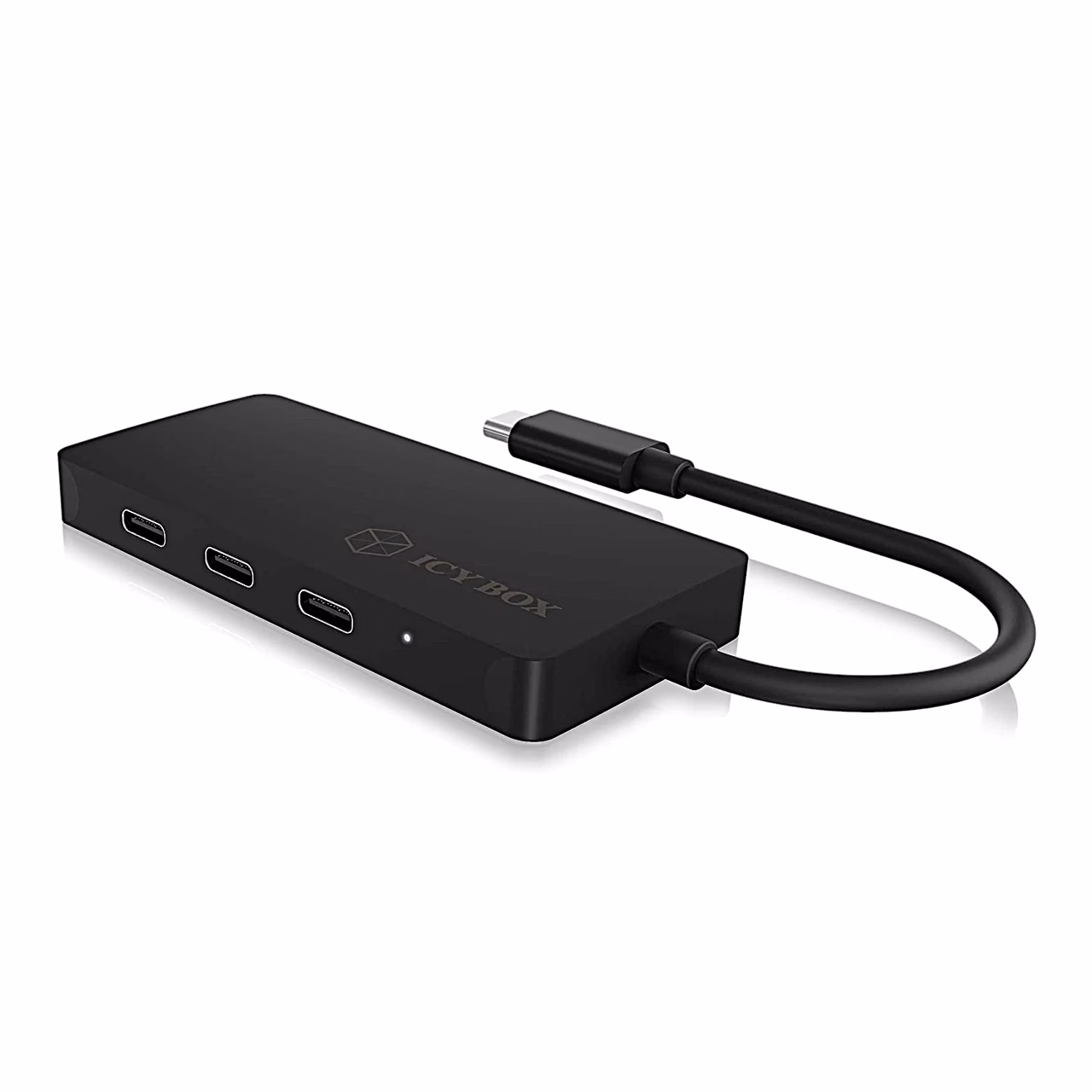 USB-C-jagaja ICY BOX IB-HUB1429-CPD kolm porti ja kaabel külgvaates