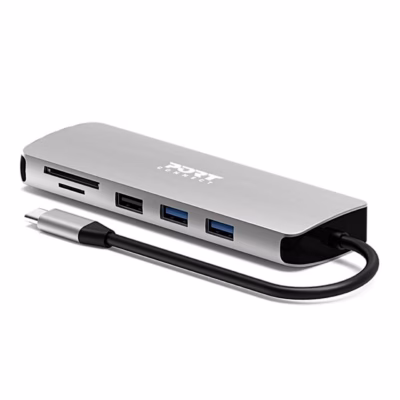 Port Connect 900164 USB-C-jagaja kaardipesade ja kolme USB-A-pordiga