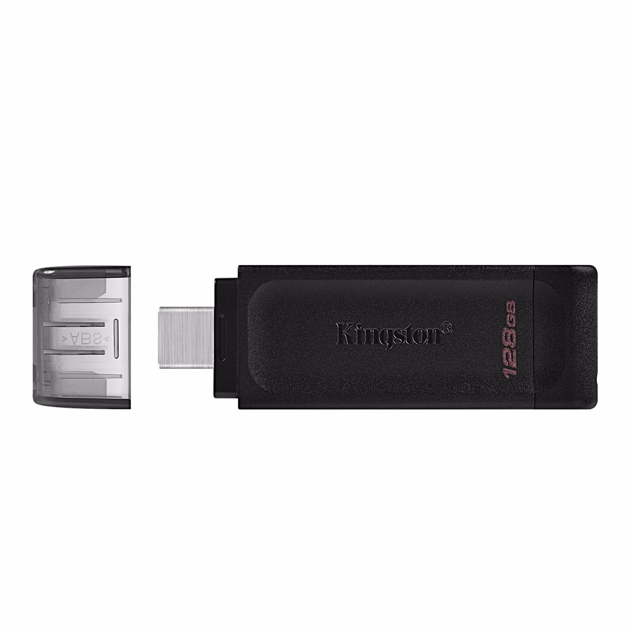Kingston DataTraveler 70 eemaldatud korgiga, nähtav USB-C-pistik