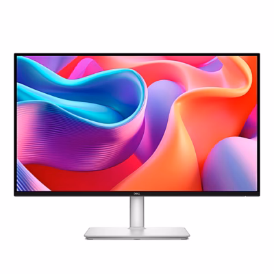 27-tolline Dell S2725DC arvutimonitor otse eest valgel alusel