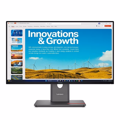 Lenovo P24QD-40 arvutimonitor eestvaates madalaimas asendis